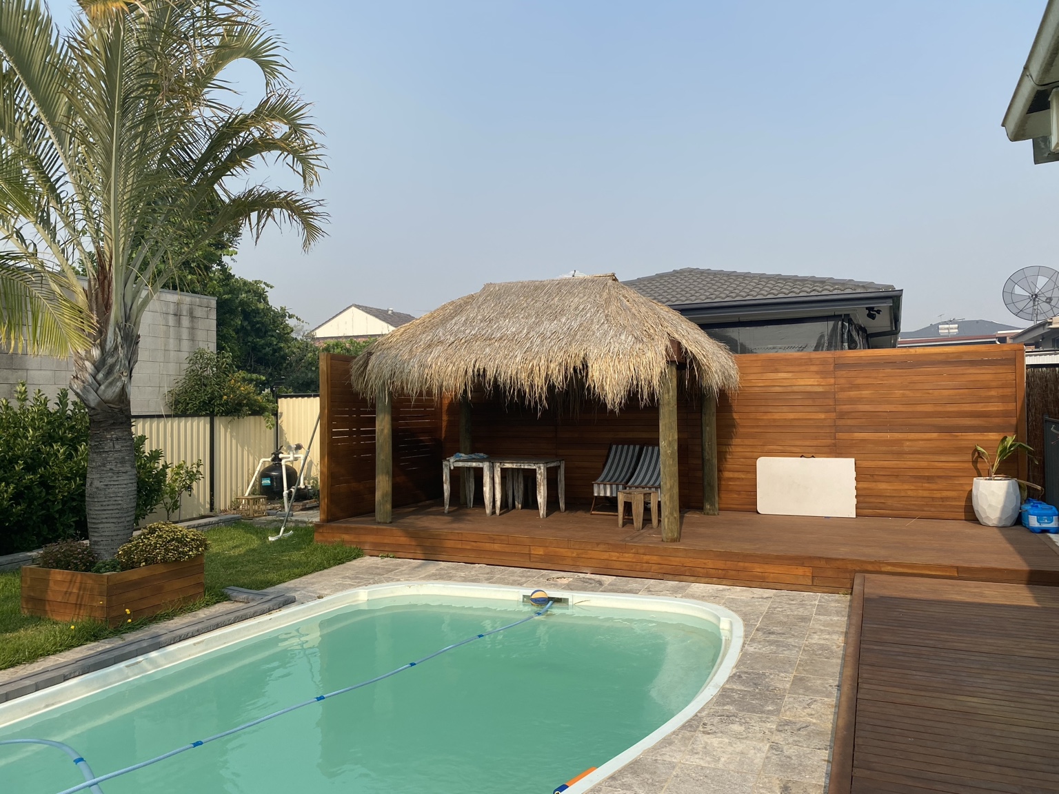 Poolside decking & cabana