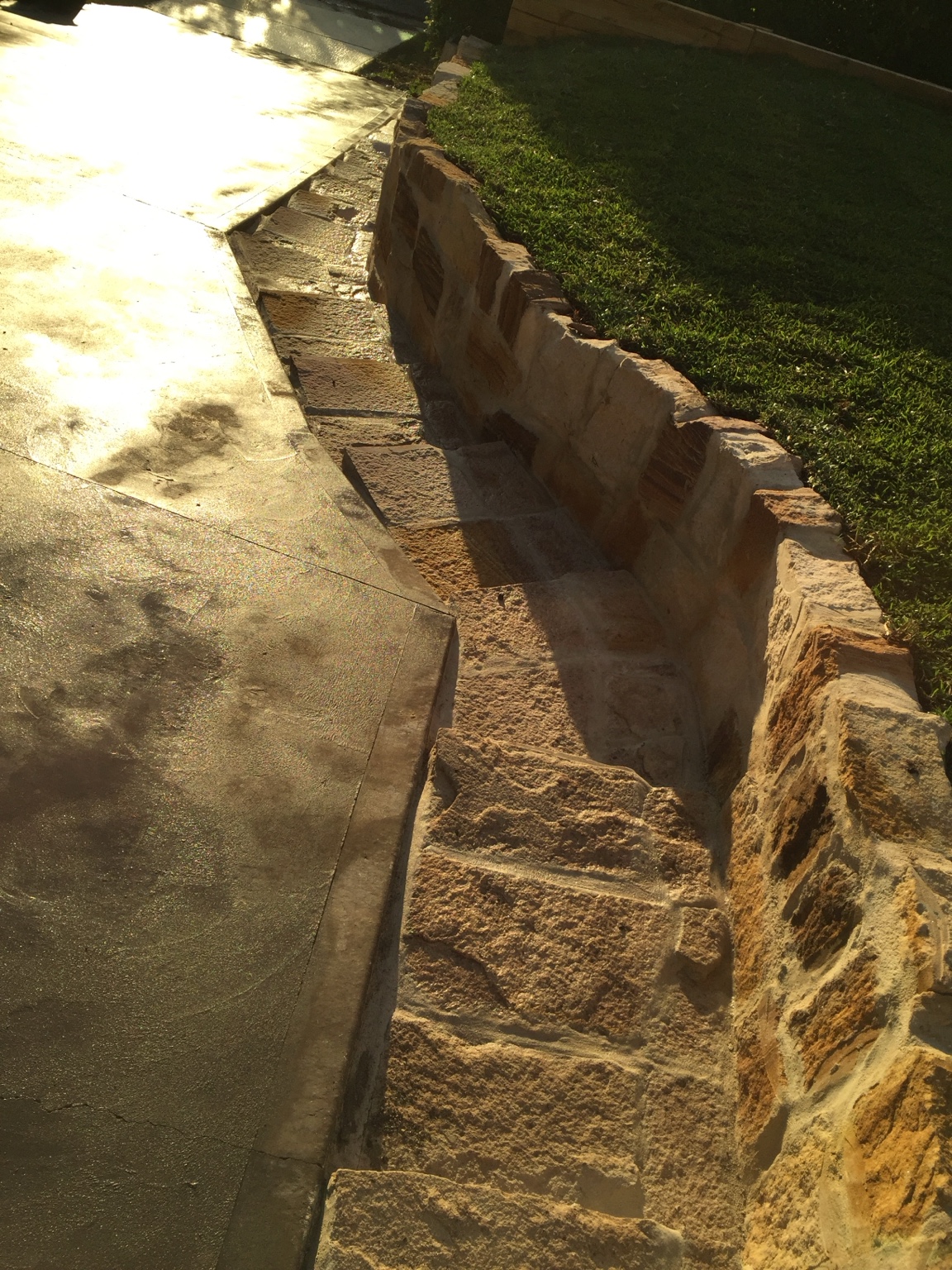 Natural sandstone garden edging