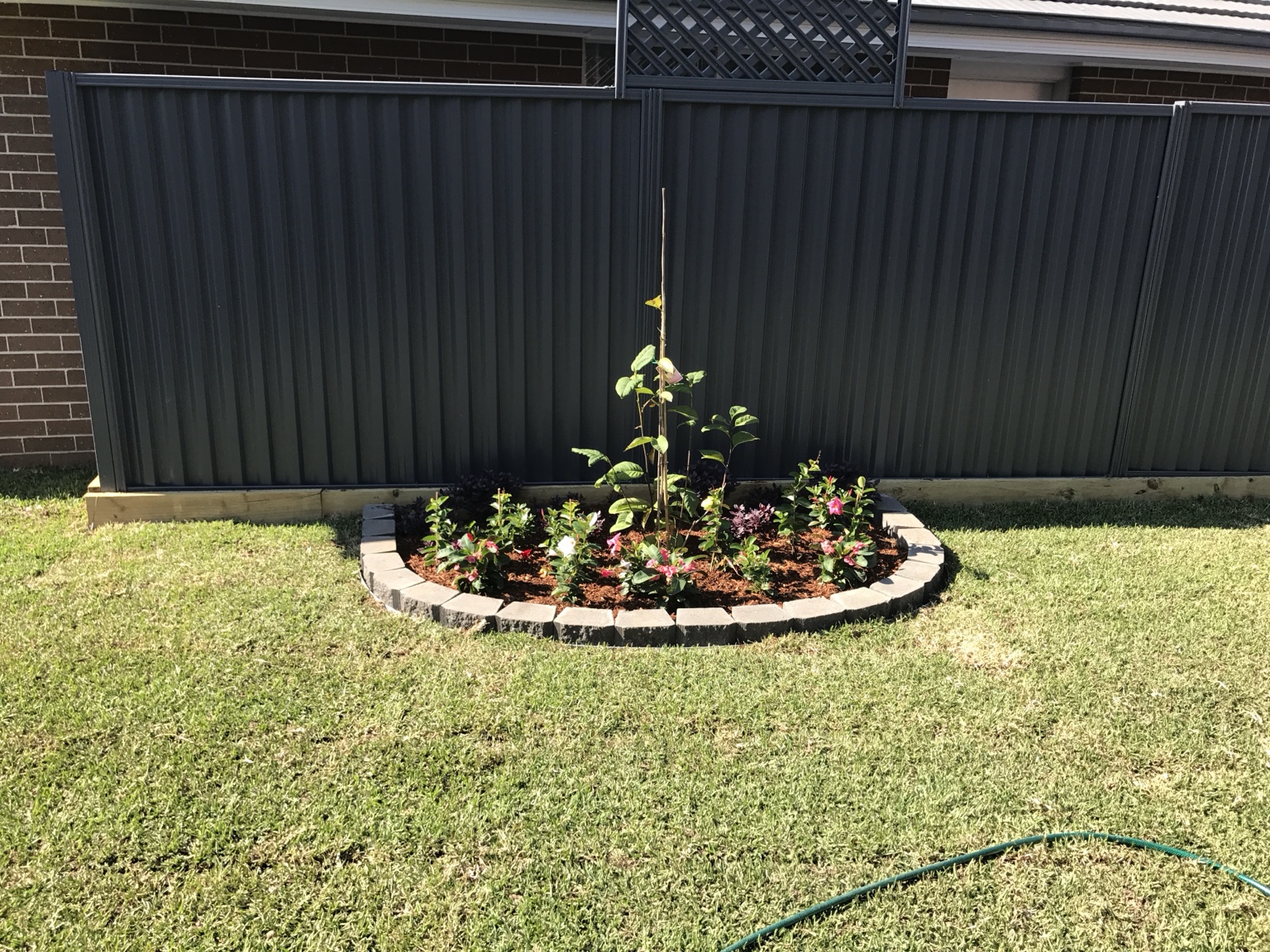 Curved flower bed