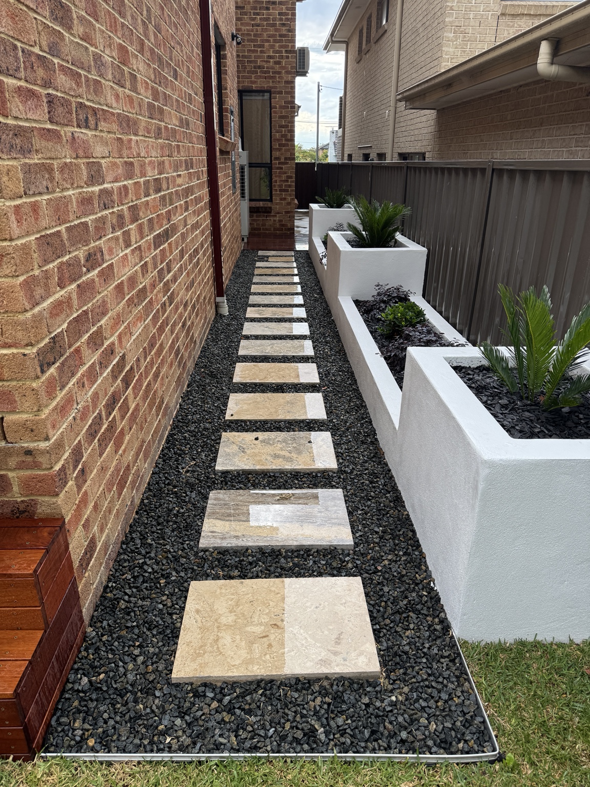 Stepping stones & raised garden beds